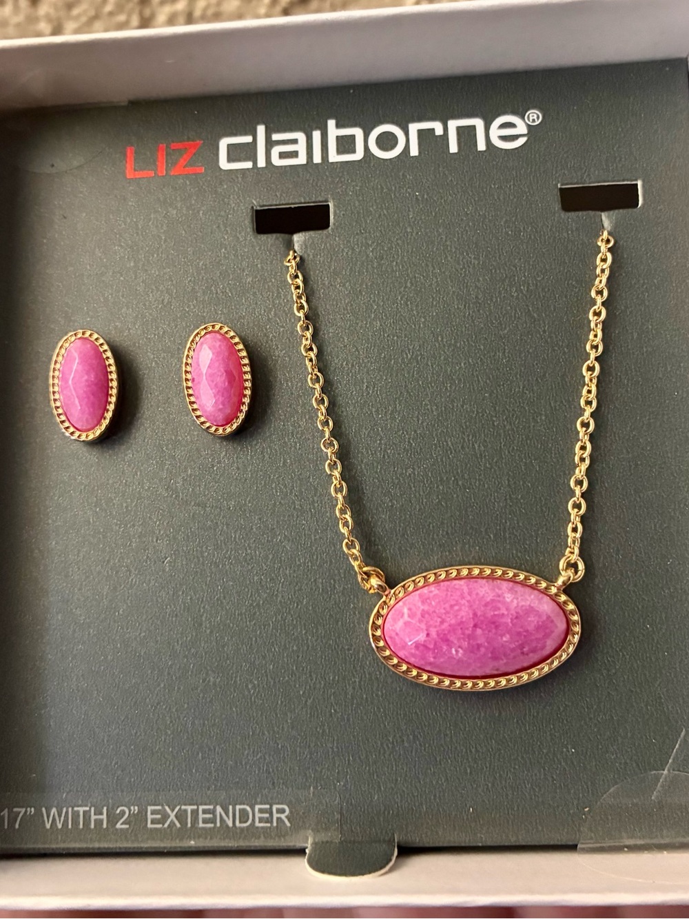 Liz Claiborne Necklace and Earrings set. 17”